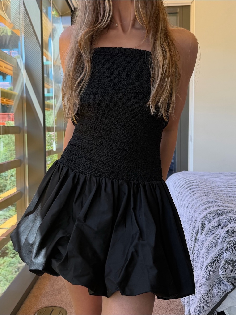 Alice + Olivia Arden Smocked Cotton-Blend Poplin Mini Dress